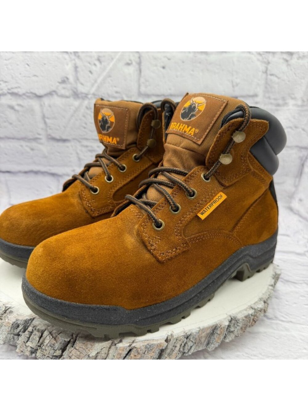 Brahma Women's Diane II Steel Toe Waterproof Suede Work Boots Size 8.5